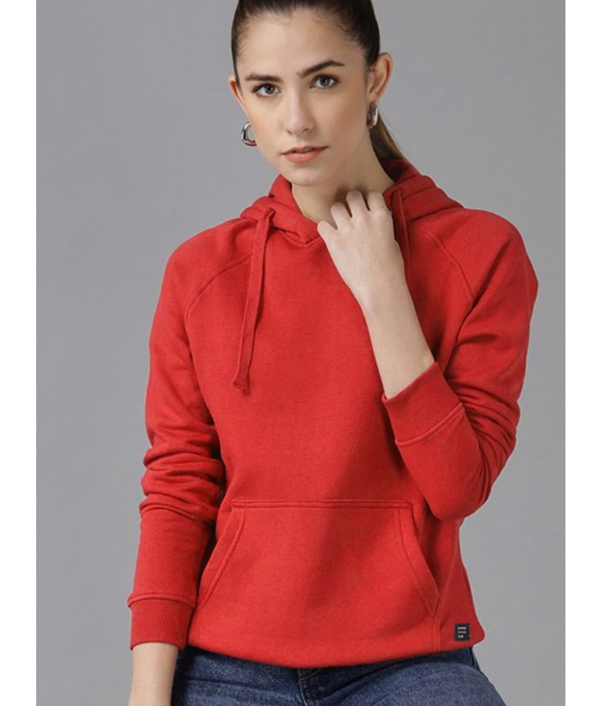     			BISHOP COTTON Fleece Women's Hooded Sweatshirt ( Red )