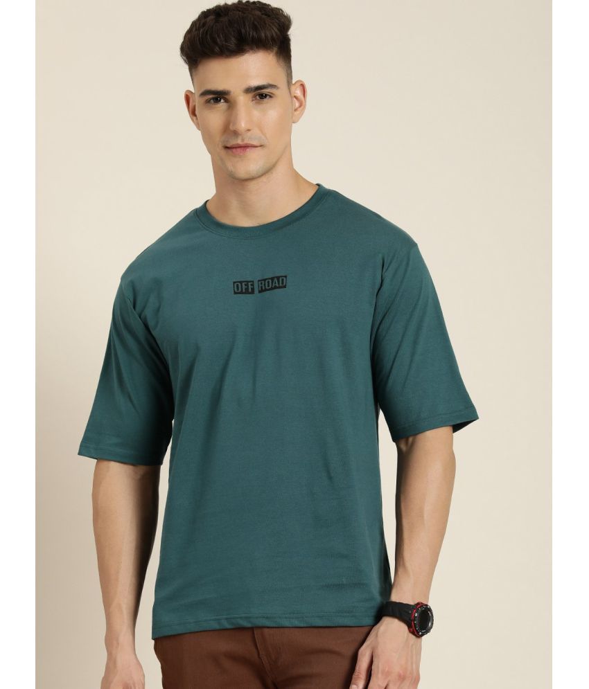     			Difference of Opinion 100% Cotton Oversized Fit Printed Half Sleeves Men's T-Shirt - Green ( Pack of 1 )