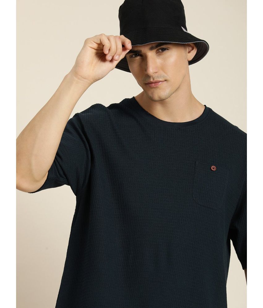     			Dillinger Cotton Oversized Fit Self Design Half Sleeves Men's T-Shirt - Navy ( Pack of 1 )