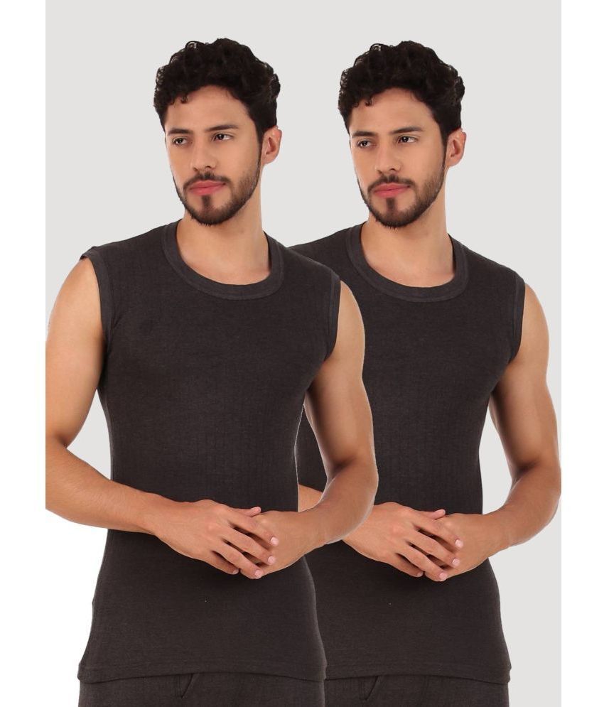    			Inner Element - Grey Cotton Blend Men's Thermal Tops ( Pack of 2 )
