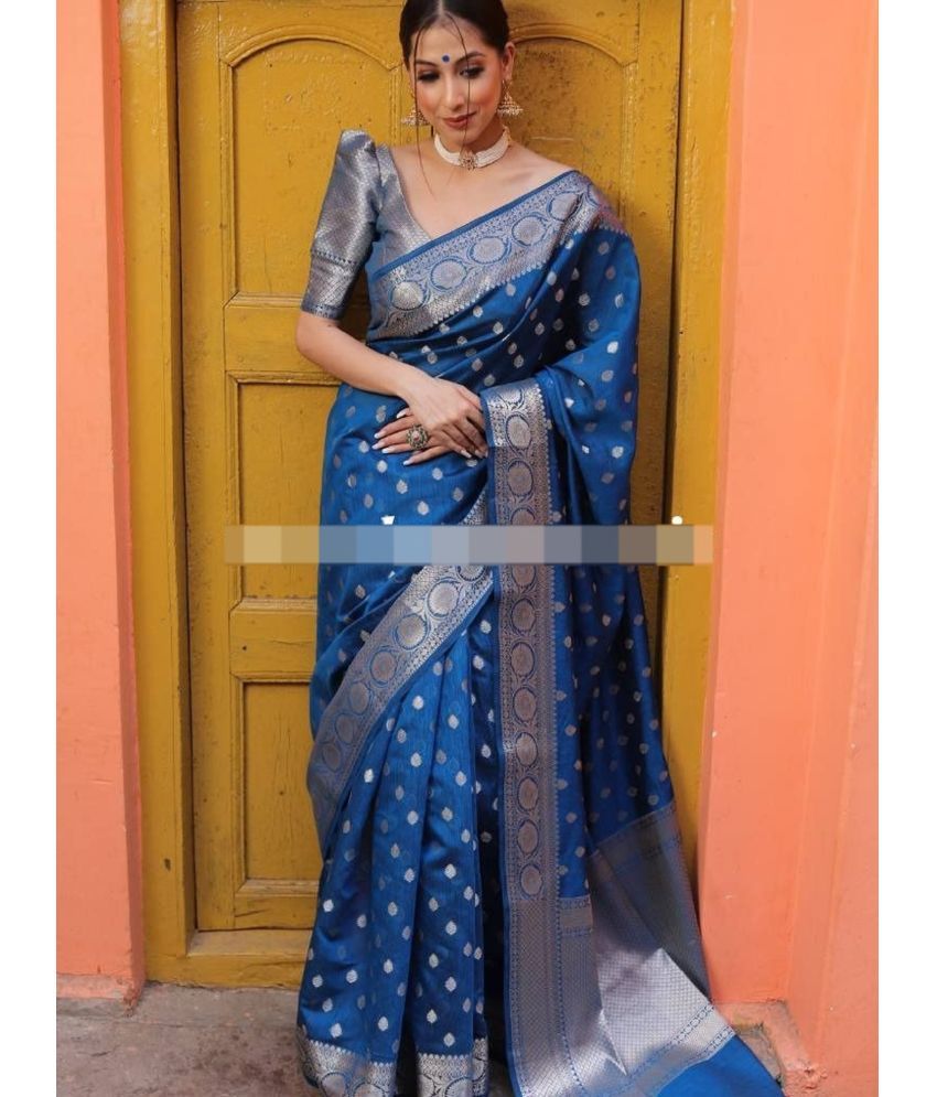     			JULEE Jacquard Solid Saree With Blouse Piece - Rama ( Pack of 1 )