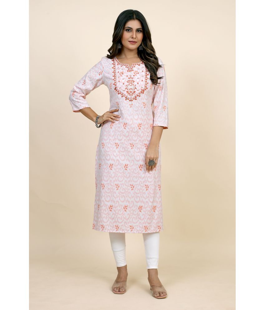     			SARRAS Cotton Printed Straight Women's Kurti - Orange ( Pack of 1 )