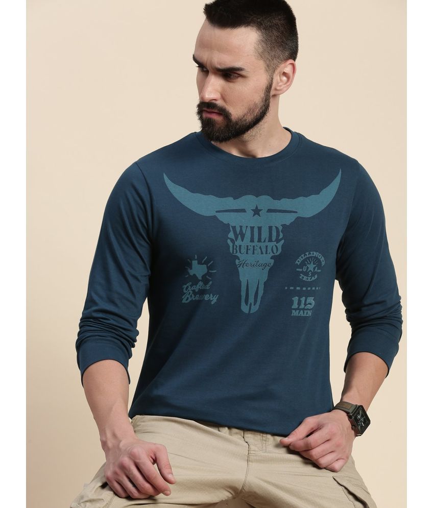     			Dillinger 100% Cotton Regular Fit Printed Full Sleeves Men's T-Shirt - Blue ( Pack of 1 )