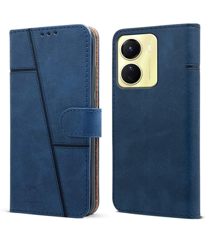     			Shining Stars - Blue Flip Cover Artificial Leather Compatible For Vivo T2x 5G ( Pack of 1 )