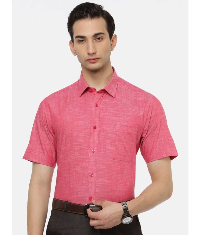     			Ramraj cotton Cotton Blend Regular Fit Self Design Half Sleeves Men's Casual Shirt - Pink ( Pack of 1 )