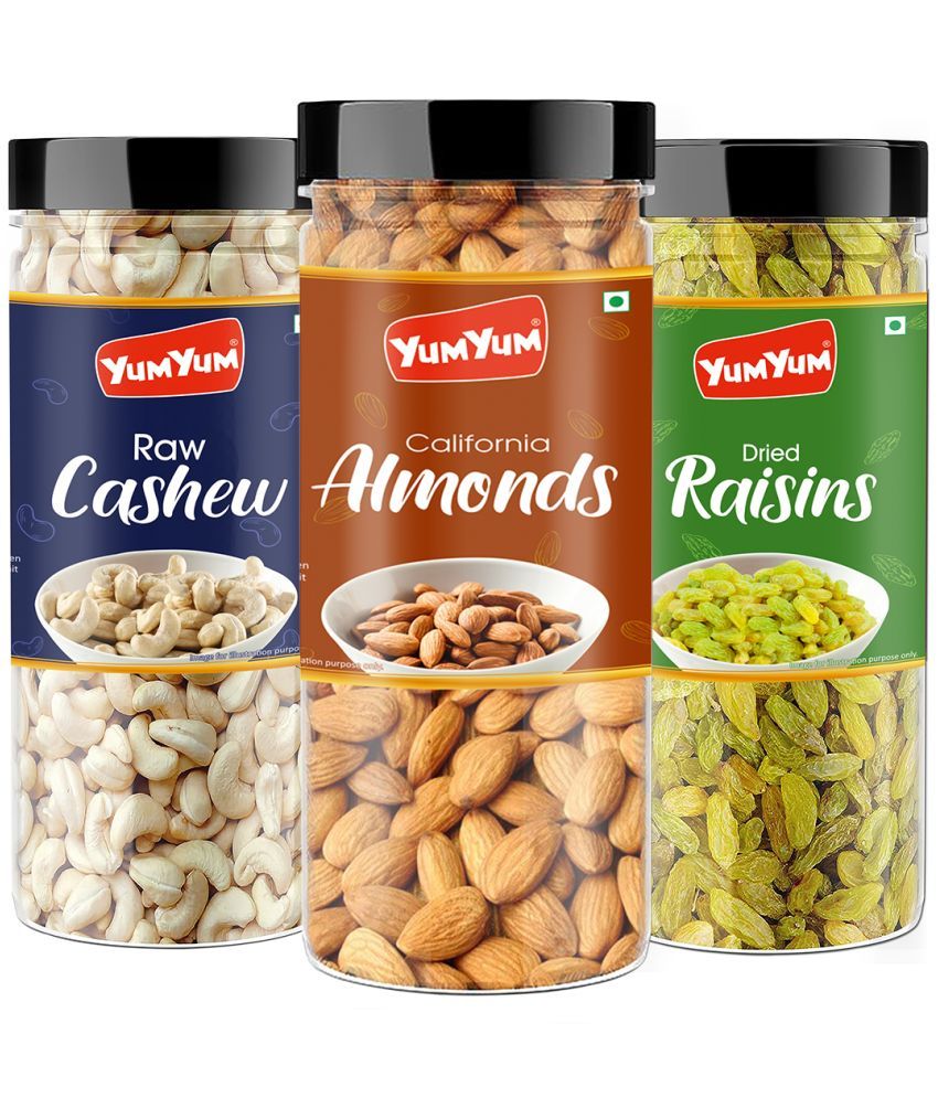     			YUM YUM Premium Jumbo Almond 150g Cashew 150g & Raisins 150g (450g) Dry Fruits Combo Pack