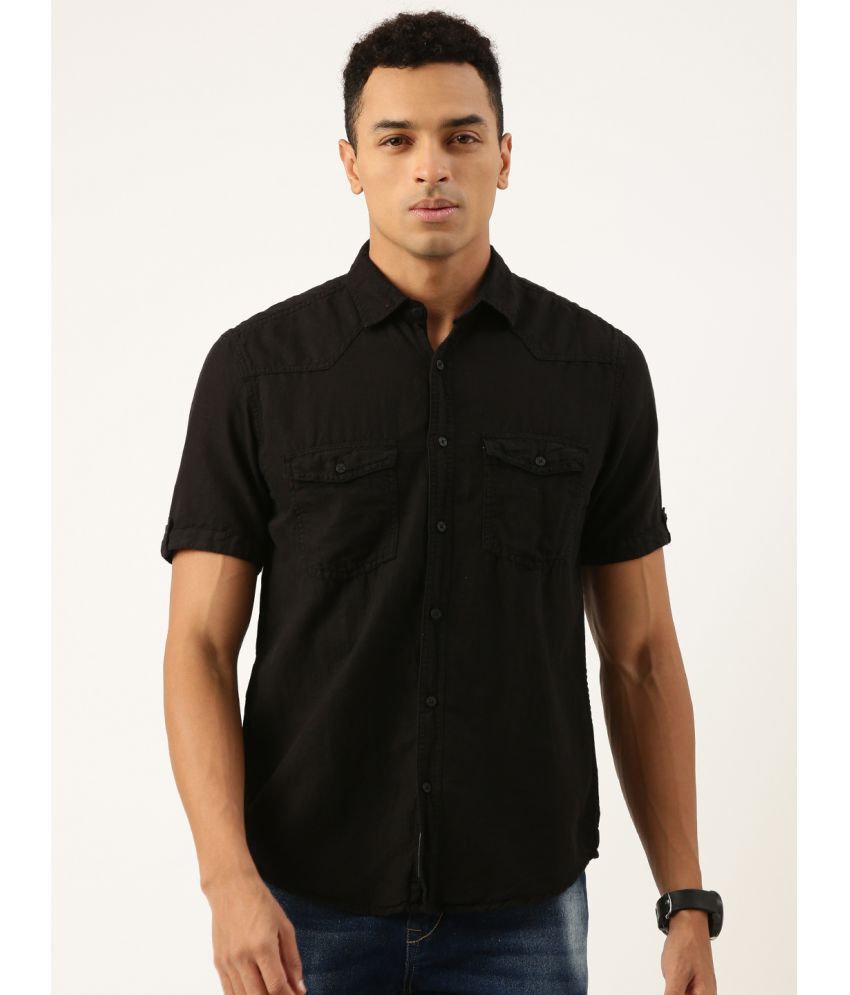     			Bene Kleed Cotton Blend Regular Fit Solids Half Sleeves Men's Casual Shirt - Black ( Pack of 1 )