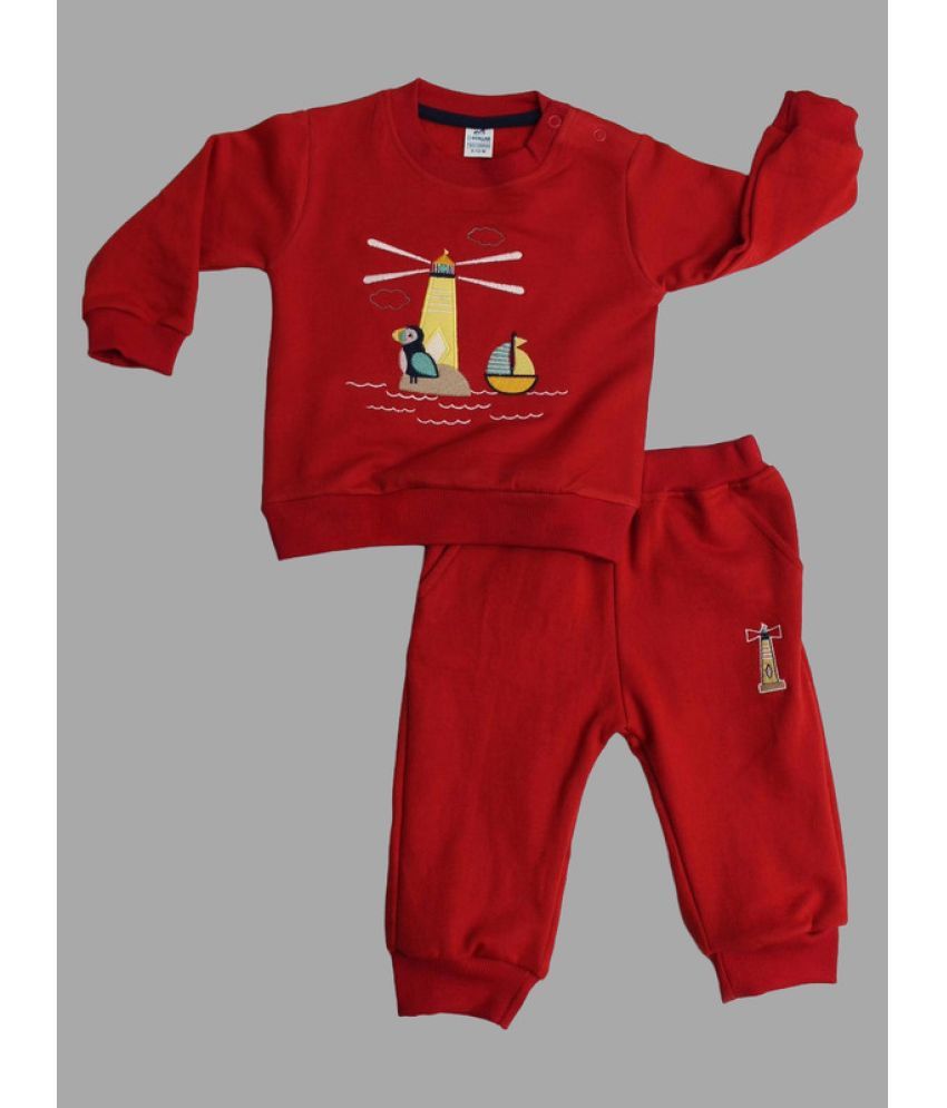     			Dollar Red Cotton Blend Boys T-Shirt & Trackpants ( Pack of 1 )