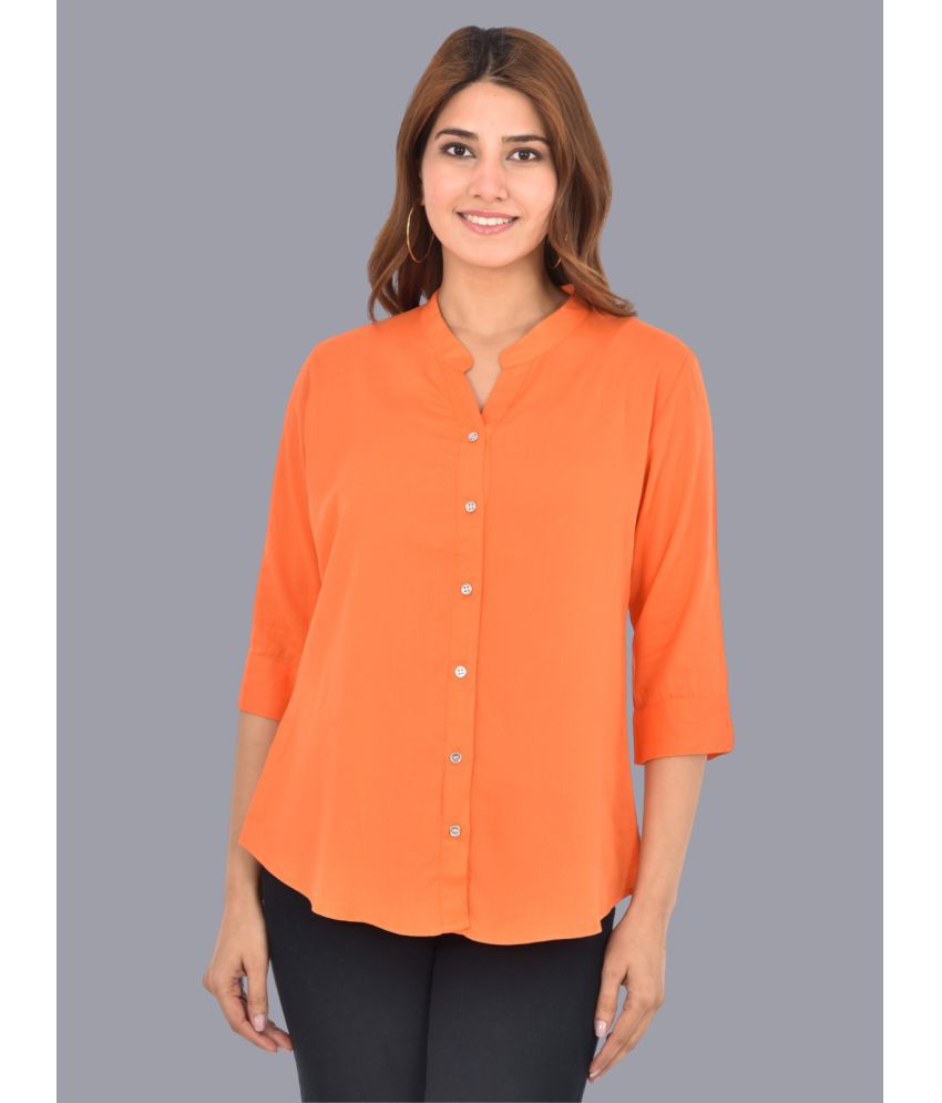     			FABISHO Orange Rayon Women's Shirt Style Top ( Pack of 1 )