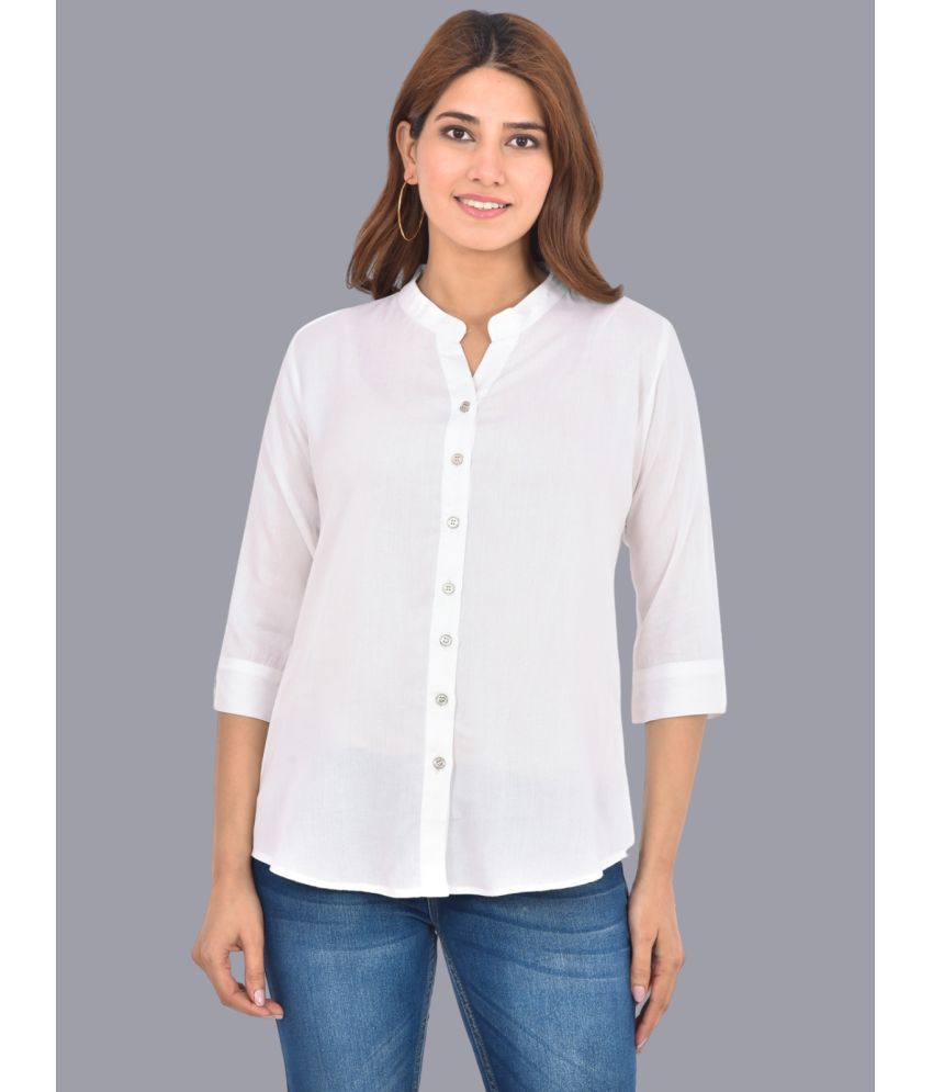     			FABISHO White Rayon Women's Shirt Style Top ( Pack of 1 )