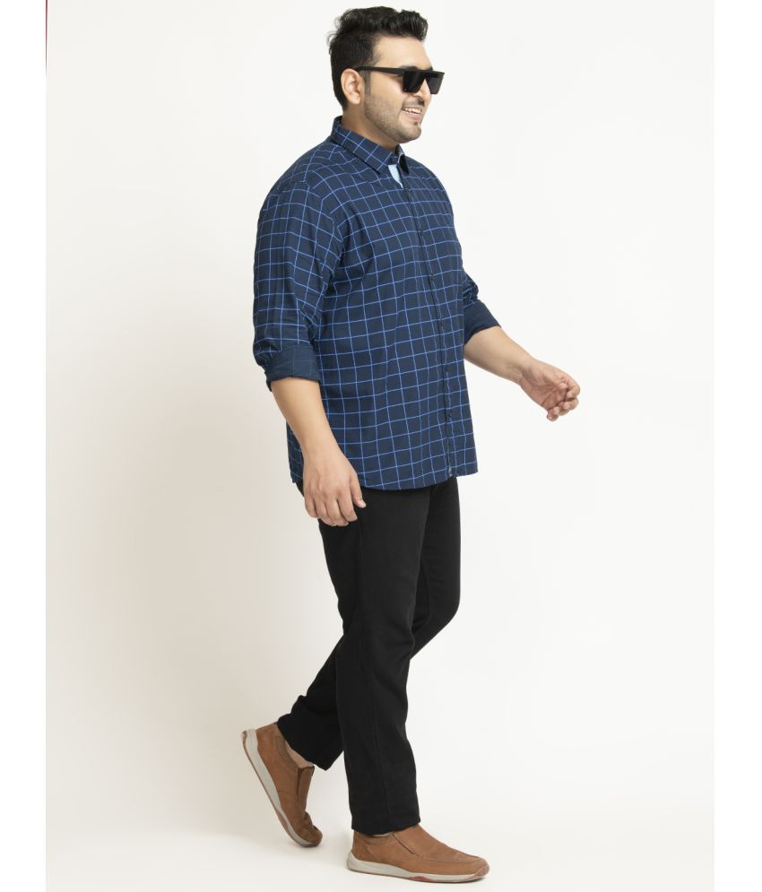     			IVOC 100% Cotton Regular Fit Checks Full Sleeves Men's Casual Shirt - Navy Blue ( Pack of 1 )