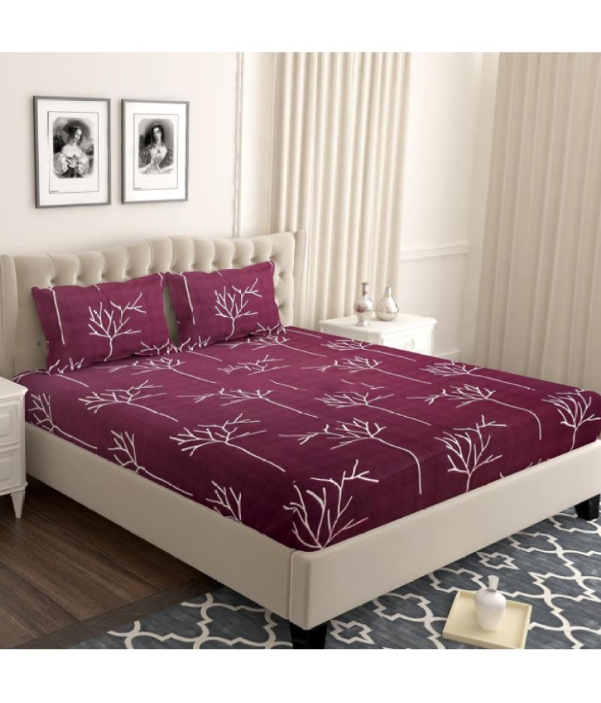     			JBTC Cotton Nature 1 Bedsheet with 2 Pillow Covers - Wine