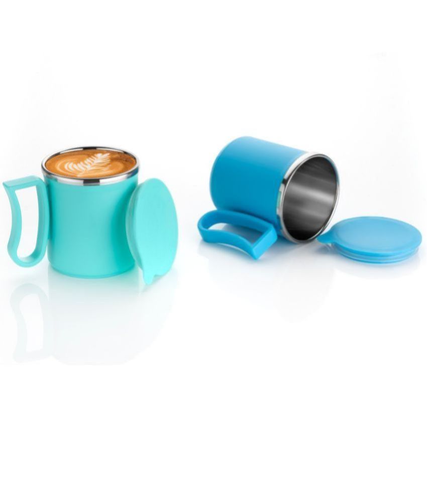     			MAGICSPOON Multi Color Steel Coffee Mug ( Pack of 2 )