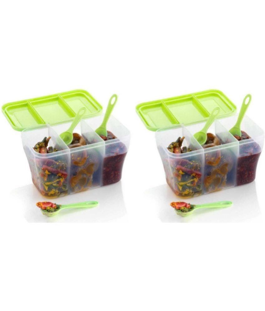     			MAGICSPOON Plastic Green Multi-Purpose Container ( Set of 2 )