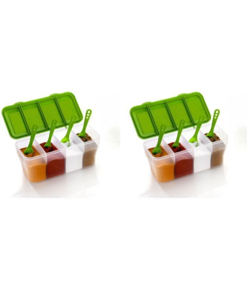     			MAGICSPOON Plastic Green Multi-Purpose Container ( Set of 2 )