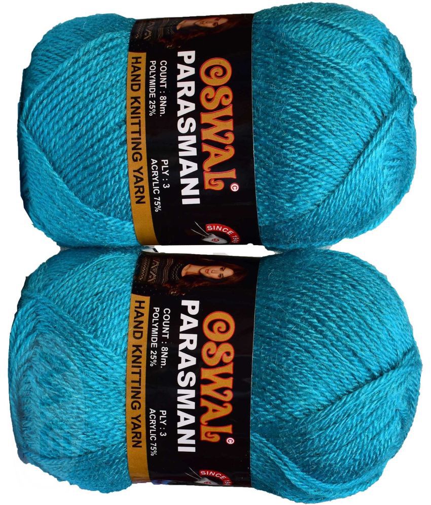     			Represents Oswal 3 Ply Knitting  Yarn Wool,  Light Teal Blue 300 gm Art-EIB