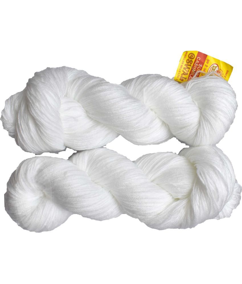     			Represents Oswal  3 Ply Knitting  Yarn Wool,  White 500 gm