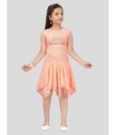 Aarika Net Asymmetric Dress For Girls ( Pack of 1 , Peach )