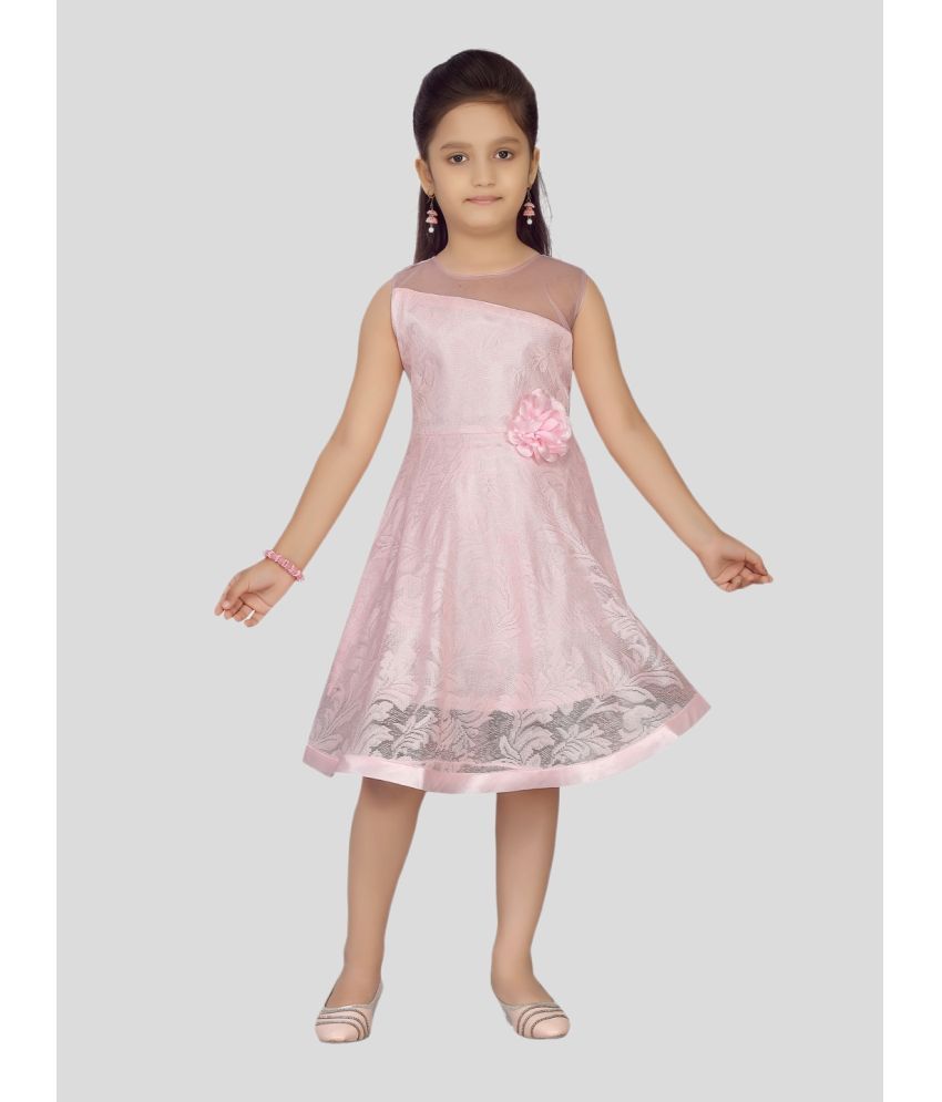     			Aarika Pink Net Girls Fit And Flare Dress ( Pack of 1 )