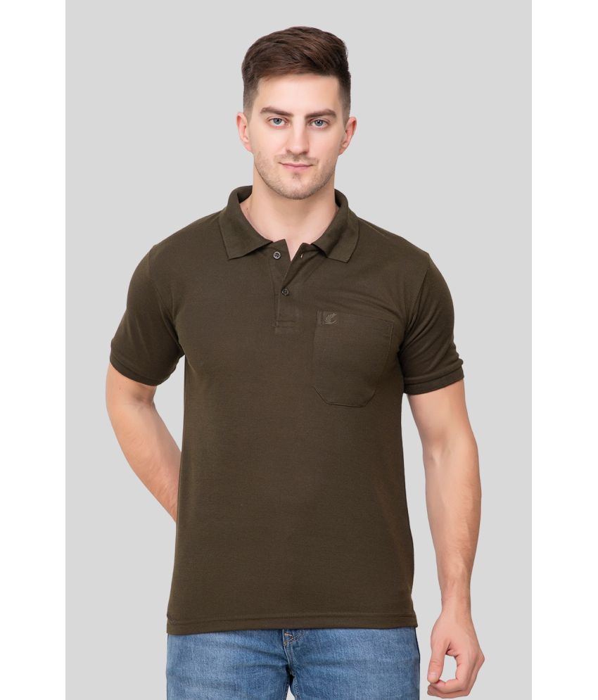     			EKOM Cotton Blend Regular Fit Solid Half Sleeves Men's Polo T Shirt - Olive ( Pack of 1 )