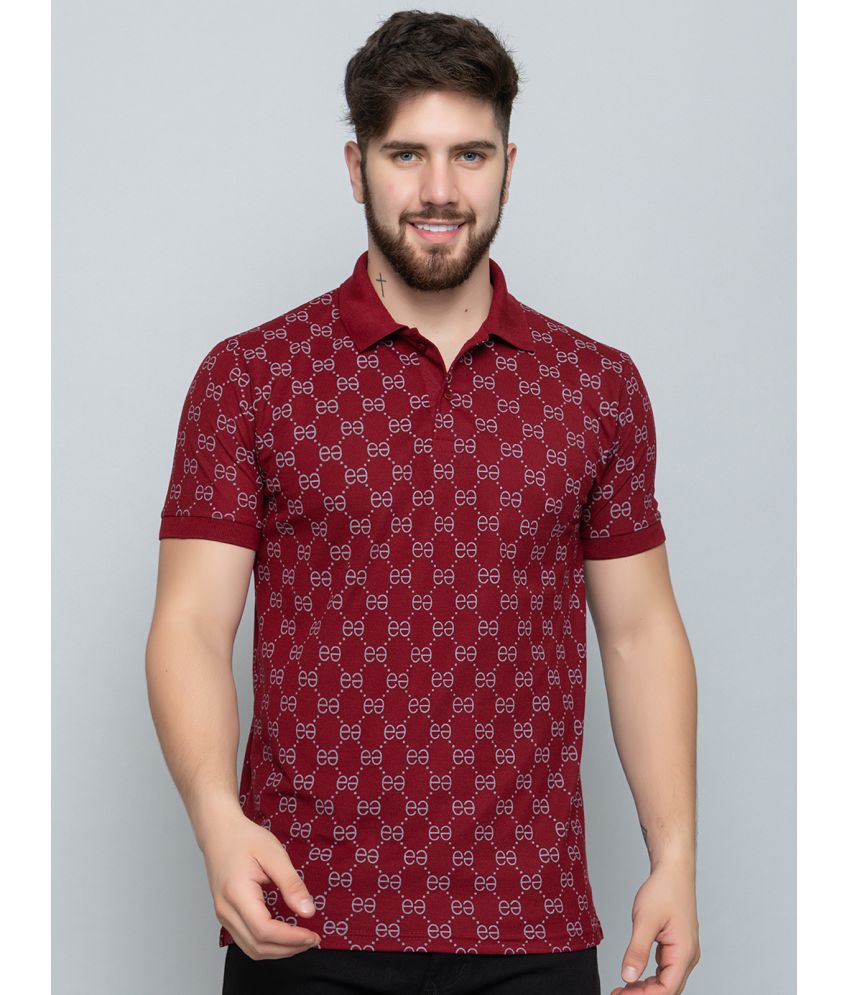     			EKOM Cotton Blend Regular Fit Printed Half Sleeves Men's Polo T Shirt - Maroon ( Pack of 1 )