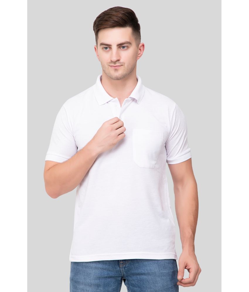     			EKOM Cotton Blend Regular Fit Solid Half Sleeves Men's Polo T Shirt - White ( Pack of 1 )