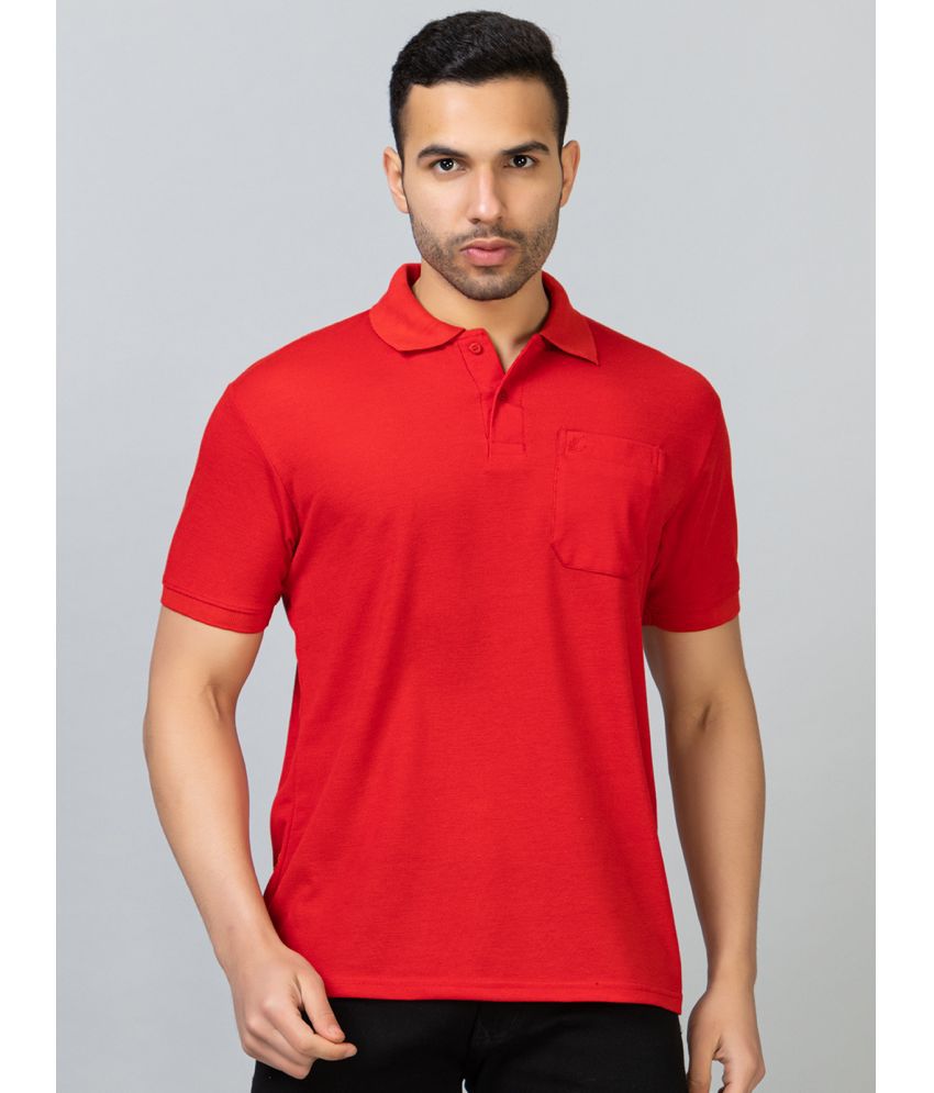     			EKOM Cotton Blend Regular Fit Solid Half Sleeves Men's Polo T Shirt - Red ( Pack of 1 )