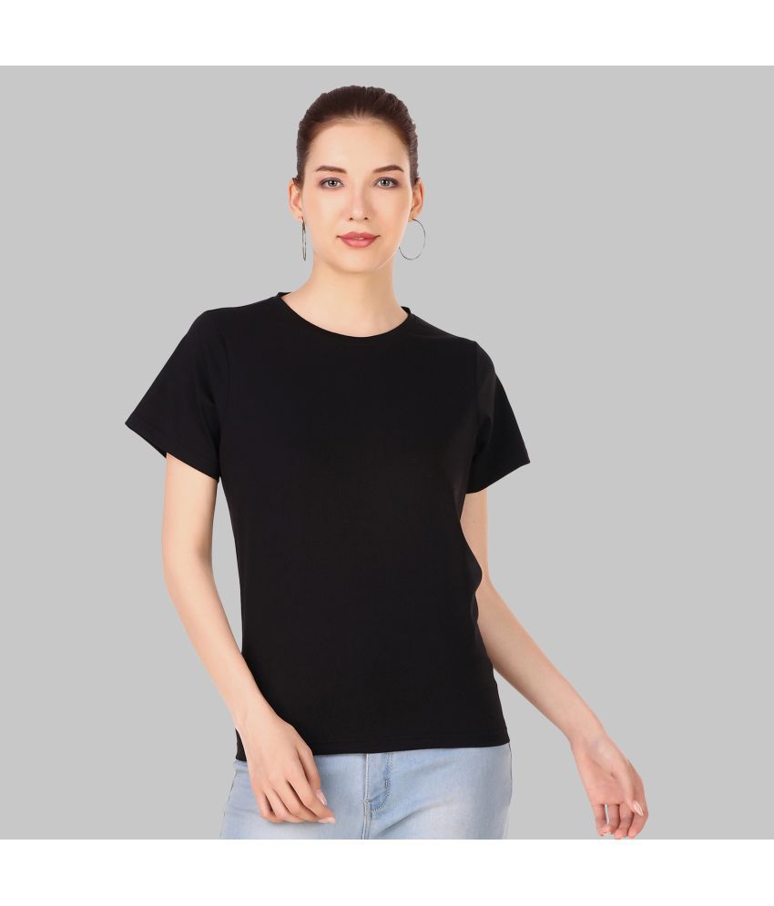     			IDASS Black Cotton Blend Regular Fit Women's T-Shirt ( Pack of 1 )