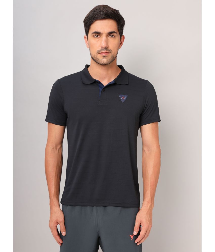     			Technosport Black Polyester Slim Fit Men's Sports Polo T-Shirt ( Pack of 1 )