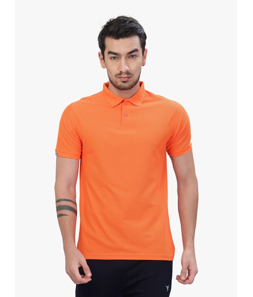     			Technosport Orange Polyester Slim Fit Men's Sports Polo T-Shirt ( Pack of 1 )