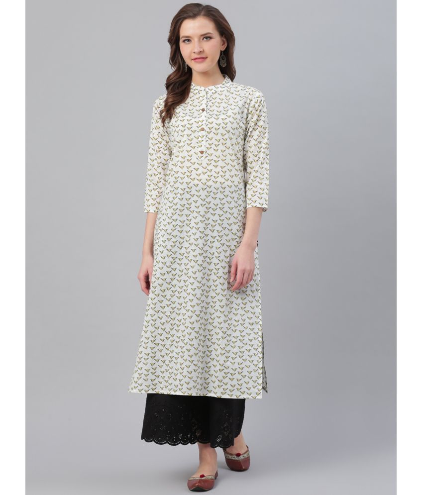     			Varanga Cotton Printed Straight Women's Kurti - White ( Pack of 1 )