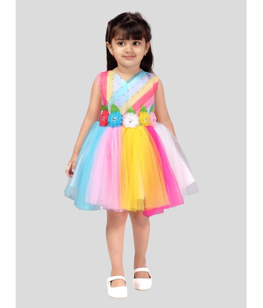     			Aarika Multicolor Nylon Girls Fit And Flare Dress ( Pack of 1 )