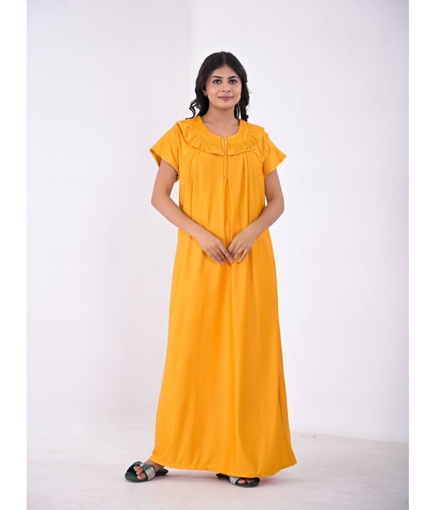     			Apratim Yellow Satin Women's Nightwear Nighty & Night Gowns ( Pack of 1 )