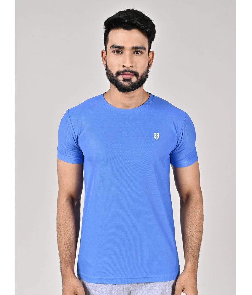     			GAME BEGINS Polyester Regular Fit Solid Half Sleeves Men's T-Shirt - Blue ( Pack of 1 )