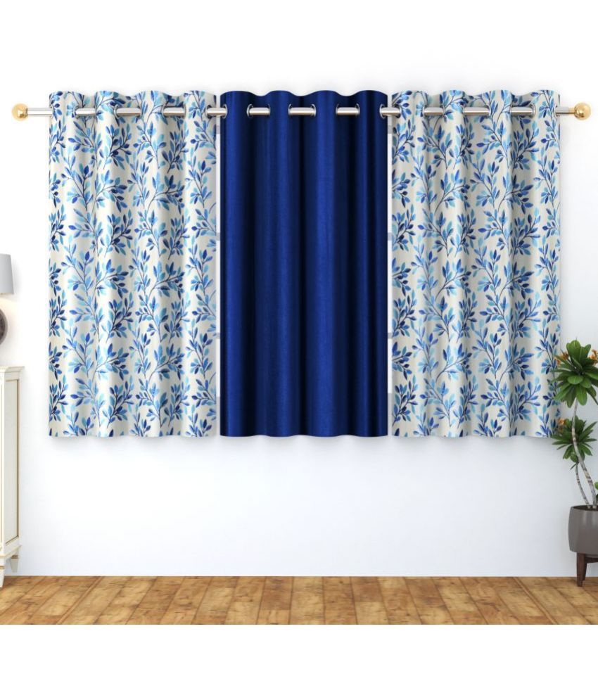     			Homefab India Nature Room Darkening Eyelet Curtain 5 ft ( Pack of 3 ) - Navy Blue