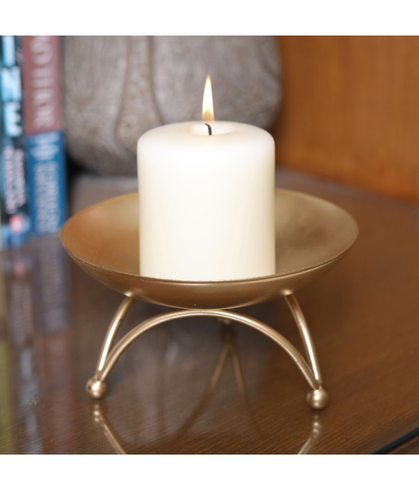     			Hosley Gold Table Top Iron Pillar Candle Holder - Pack of 1