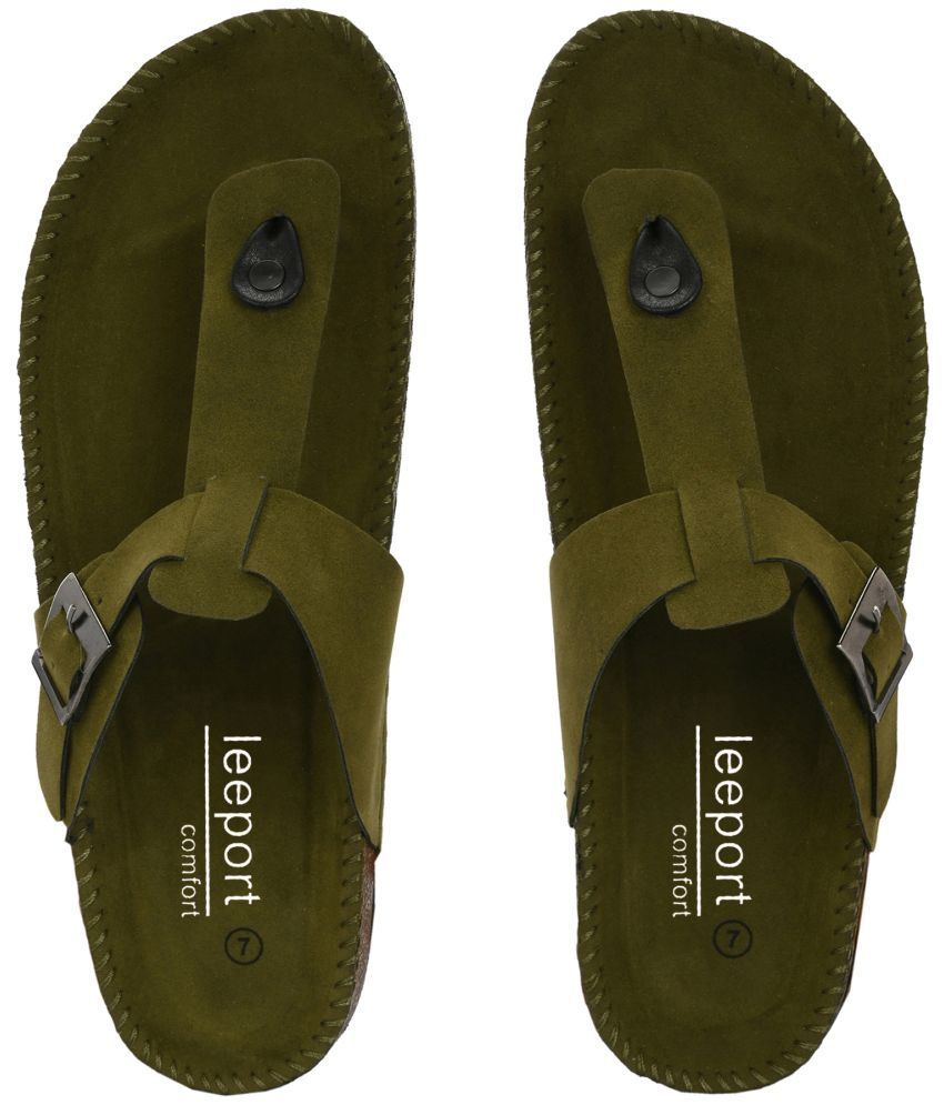     			Leeport Olive Men's Thong Flip Flop