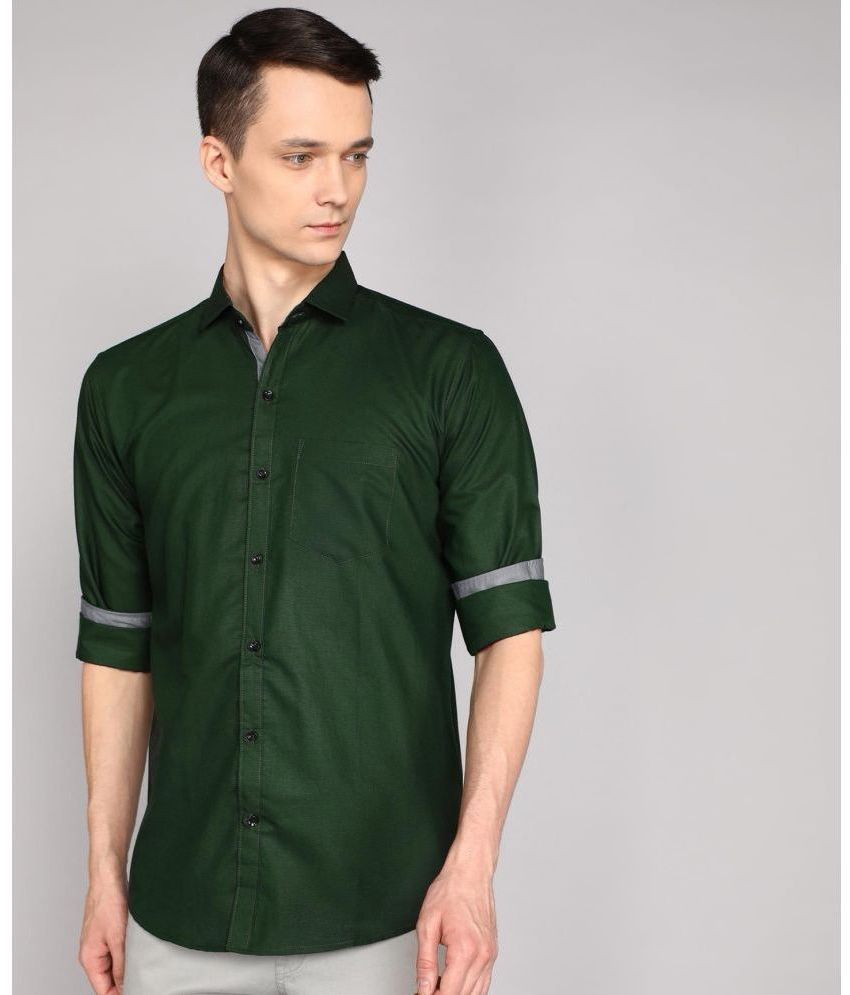     			P&V CREATIONS Cotton Blend Regular Fit Solids Full Sleeves Men's Casual Shirt - Green ( Pack of 1 )