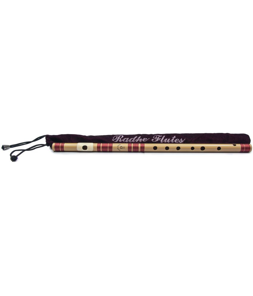     			Radhe Flutes PVC Fiber D Natural Bansuri Middle Octave Left Handed With Velvet Cover