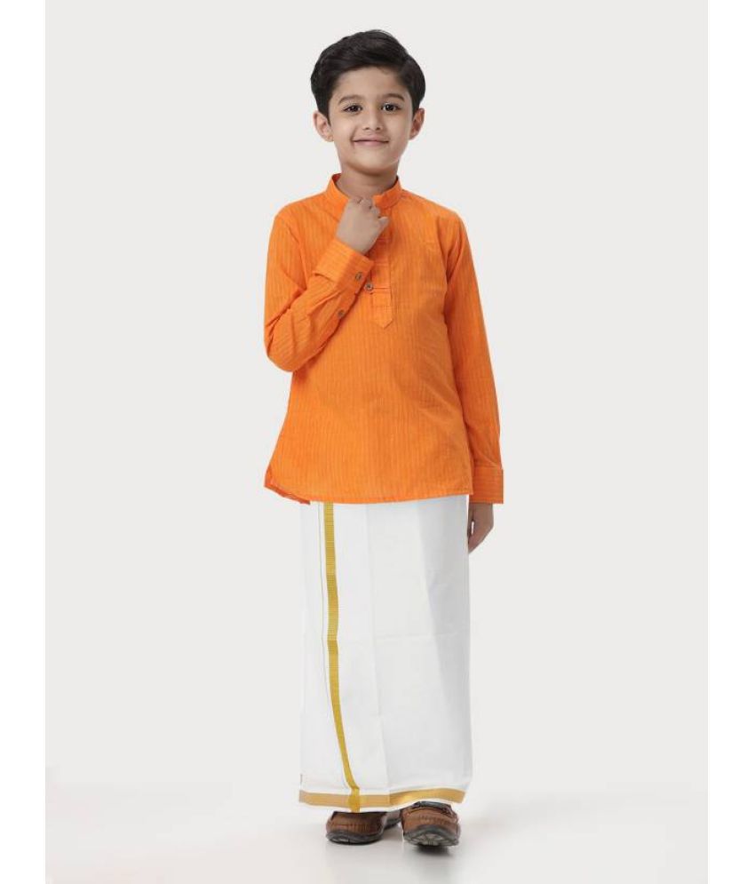     			Ramraj cotton Orange Cotton Boys Dhoti Kurta Set - Pack of 1