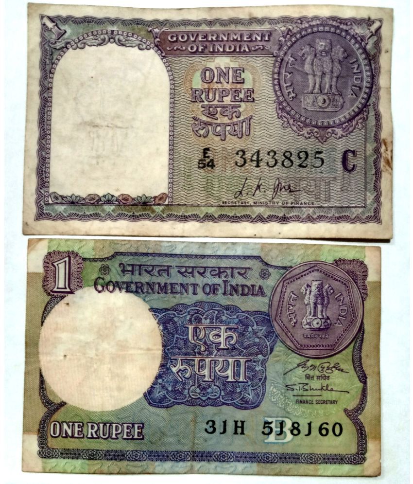     			Rare 1 Rupee Old Note, 1957 L. K. Jha & 1 Rupee 1991 S. P. Shukla