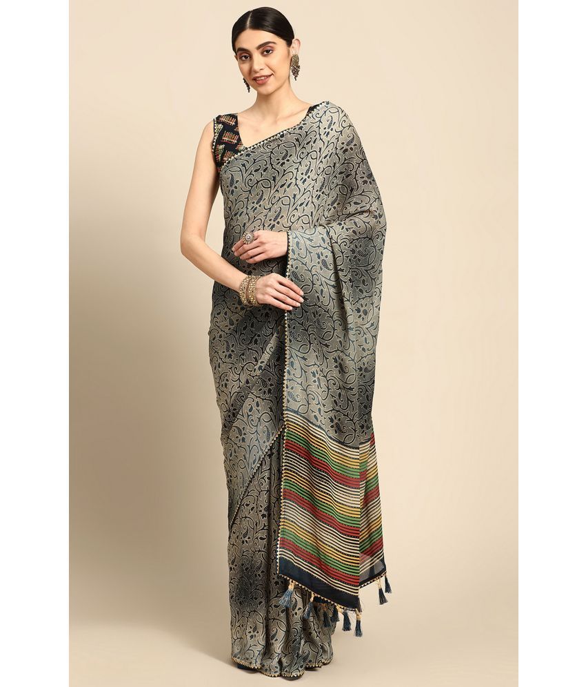     			Rekha Maniyar Fashions Chiffon Printed Saree With Blouse Piece - Multicolour ( Pack of 1 )