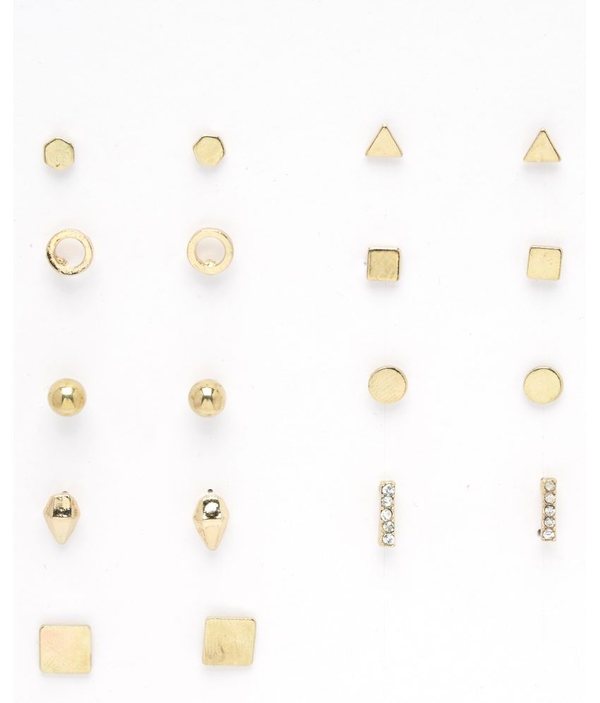     			Scintillare by Sukkhi Gold Stud Earrings ( Pack of 9 )
