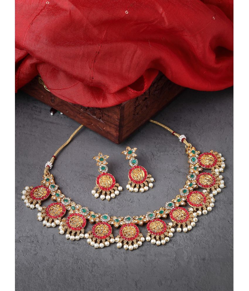     			Sukkhi Red Alloy Necklace Set ( Pack of 1 )