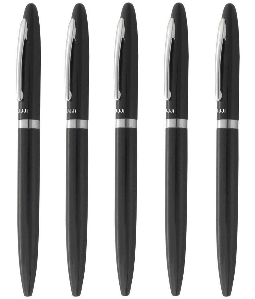     			UJJi Sleek Design Pen in Black Color Metal Body Pack of 5 Ball Pen