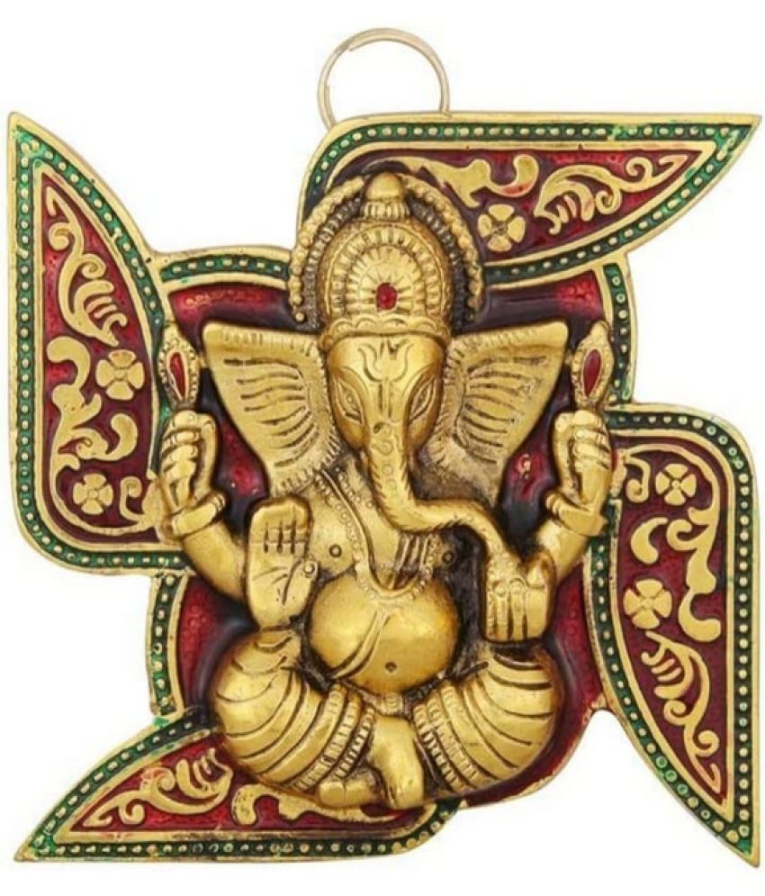     			VARKAUS Brass Lord Ganesha Idol ( 12 cm )