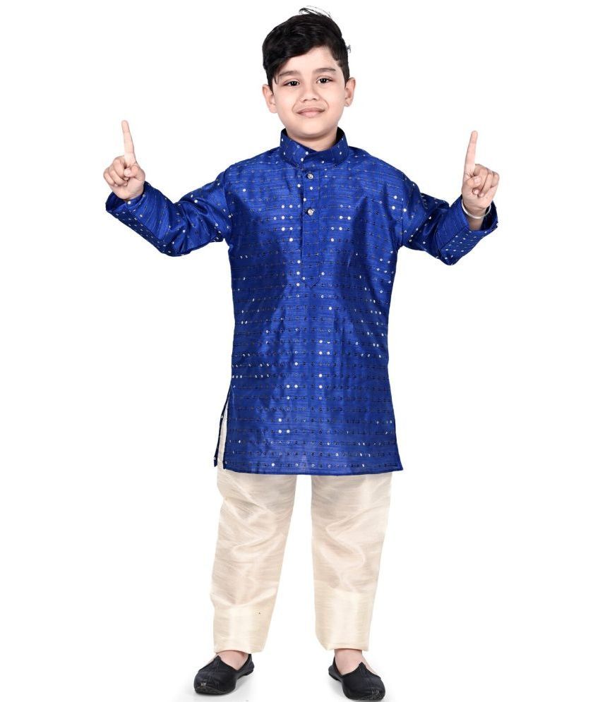     			s muktar garments Pack of 1 Boys Silk ( Navy )