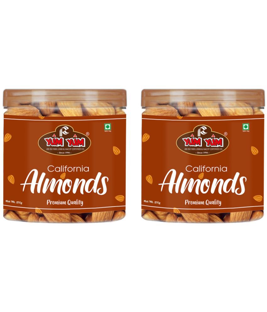     			YUM YUM Premium California Almonds Badam 400 g Jar (Pack of 2 - 200 g Each)