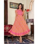 Yash Gallery Rayon Printed Straight Women's Kurti - Pink ( Pack of 1 )