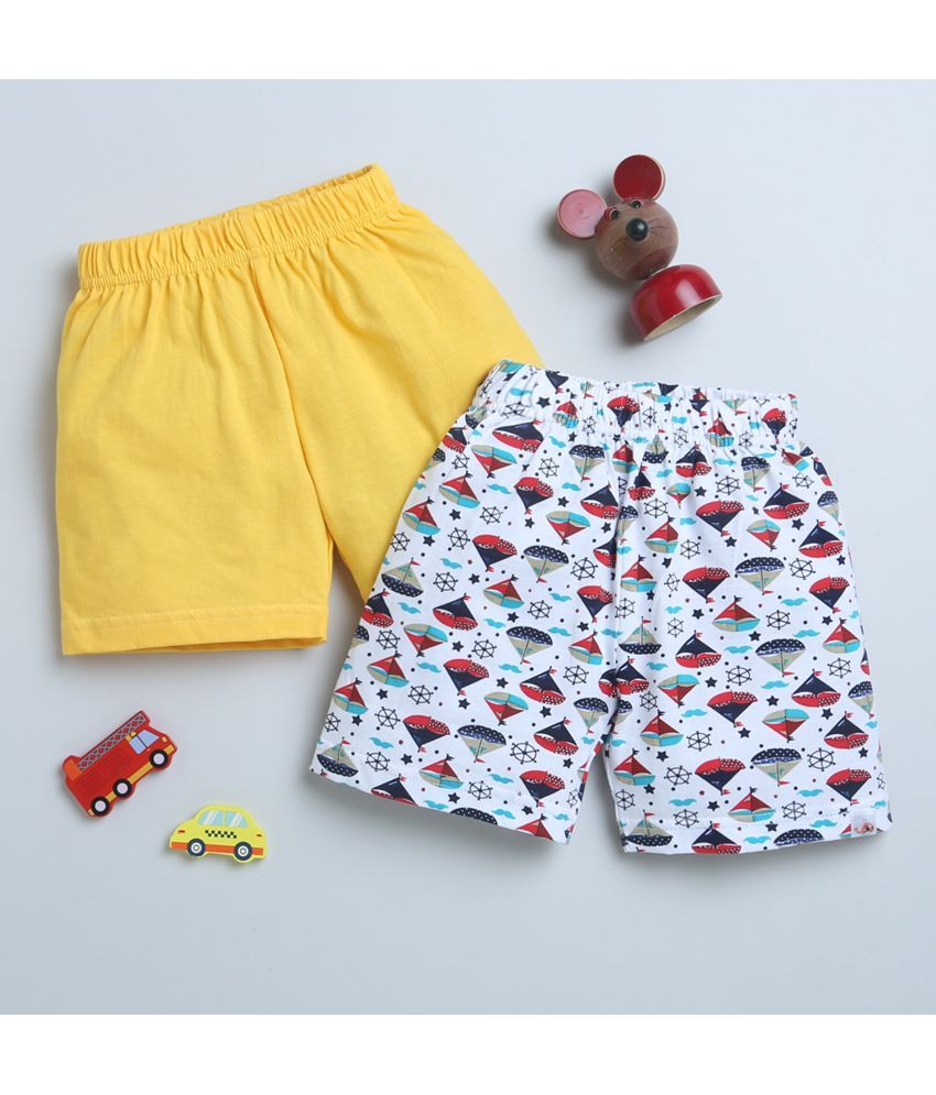     			BUMZEE - White Cotton Boys Shorts ( Pack of 2 )